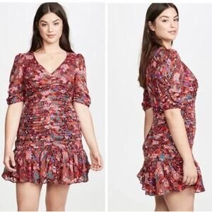 NWT Tanya Taylor Pansy Dress Leopard Red 14